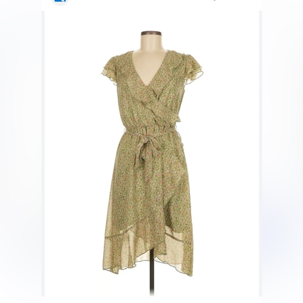 Kate Lily Summery Garden Dress-Ruffles-Faux Wrap-UK 14-US 10-Surplice Neck